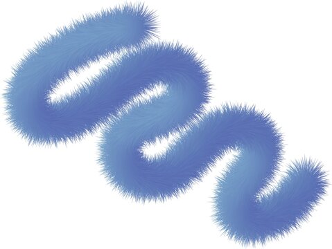 Fluffy blue smooth hairy flowing line tabular for decoration