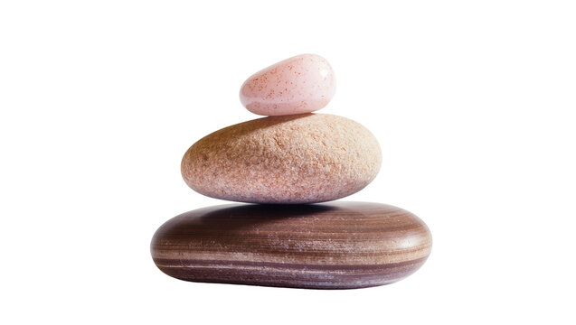Stacked smooth river stones in balanced arrangement