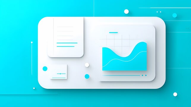 Modern UI UX dashboard interface with 3d data visualization wave charts and clean teal layout for software and web design