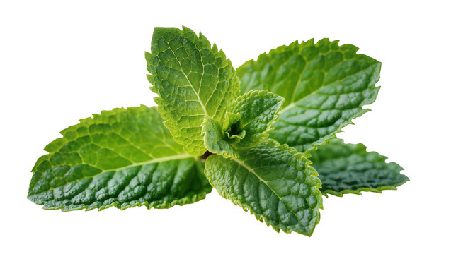 Fresh green peppermint leaves with textured surfaces and visible veins
