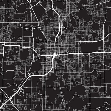 Orlando Florida Vector Map, Detailed City Street Map Black and White Minimalist Line Art