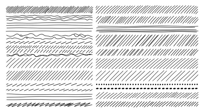 Set of Hand Drawn Ink Pen Lines, Strokes, and Textures