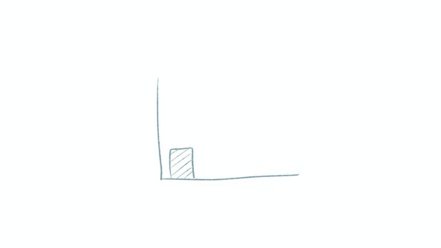 Animated hand drawn bar chart graph growing sketch on white background. Pencil style business growth infographic motion graphic for finance and presentation.