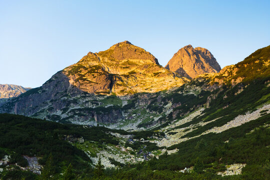Sunrise over Malyovitsa Peak in Rila Mountain Bulgaria