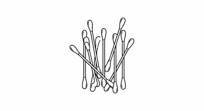 Collection of black and white line drawings of cotton swabs