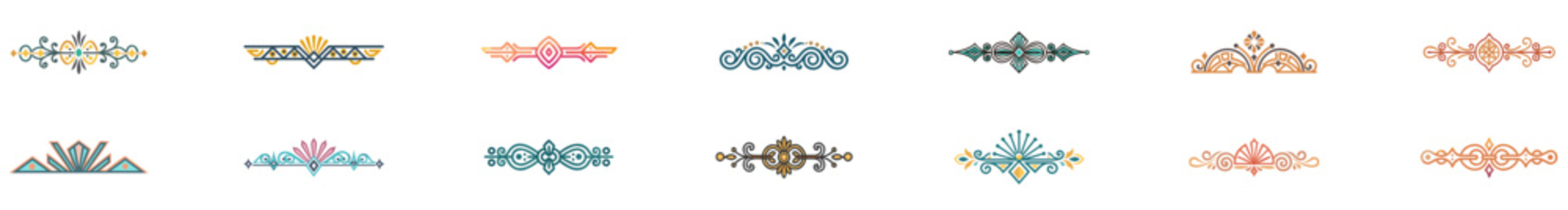 Colorful Art Deco Geometric Divider with Vintage Ornamental Pattern