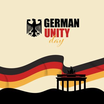 German Unity Day Wavy Flag Greeting Animation
