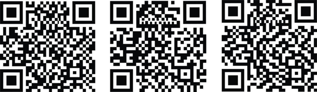 QR Code Vector Set with Multiple Scannable Barcode Designs for Mobile Payment, Digital Authentication, Data Sharing, and Contactless Technology Use