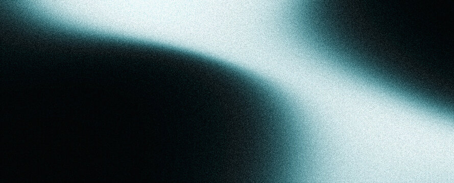 Glowing light blue grainy gradient shape on noise texture black background, dark vibrant dynamic poster header cover wallpaper banner backdrop design