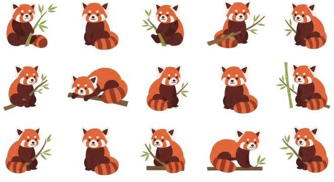 Adorable red panda pattern seamless repeat design with cute red pandas for wallpaper and backgrounds