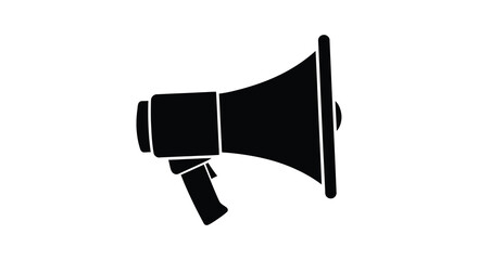 Megaphone silhouette against a white background a black vector illustration of a handheld speaker high quality professional detailed modern elegant stylish © Tushar02