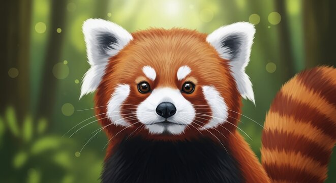 Charming red panda portrait a stunning wildlife image of the lesser panda in a lush forest setting