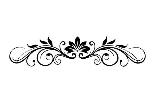 Black Floral Scroll Divider with Elegant Vintage Ornament