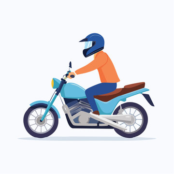 Person Riding a Blue Motorcycle