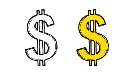 Fototapeta premium Dollar Sign Comparison: Sketch vs. Gold Color
