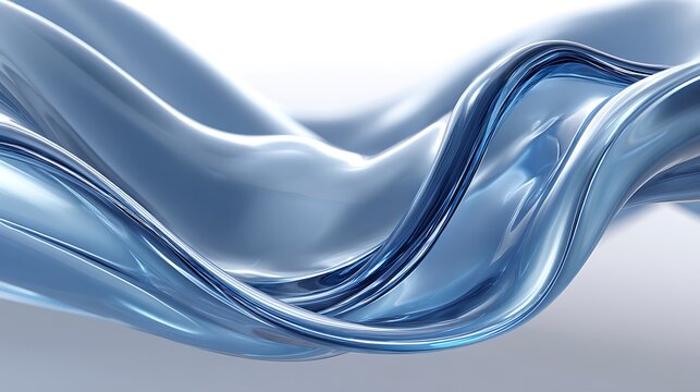 Abstract blue fluid waves with shimmering metallic texture and elegant flowing curves for modern digital design, corporate branding, and professional technology presentation layouts
