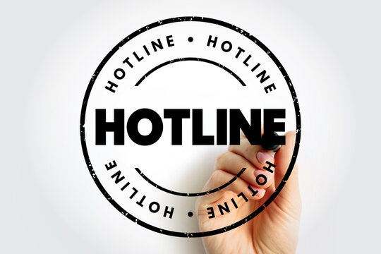 HOTLINE circular stamp, suitable for emergency contact themes, assistance services, communication campaigns, support messaging, and informational visuals