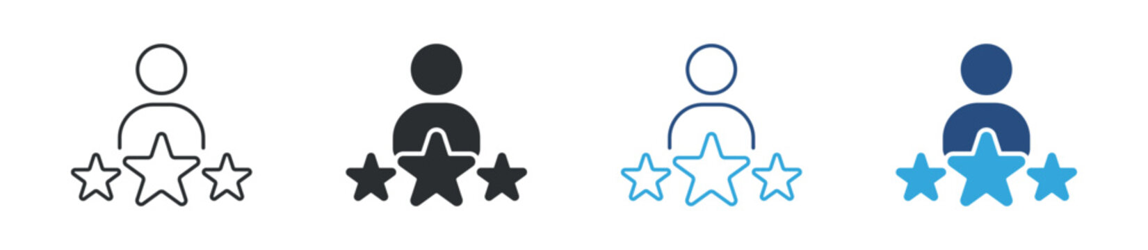Customer rating icon set. user with star evaluation symbols. feedback and review concept. vector illustration.