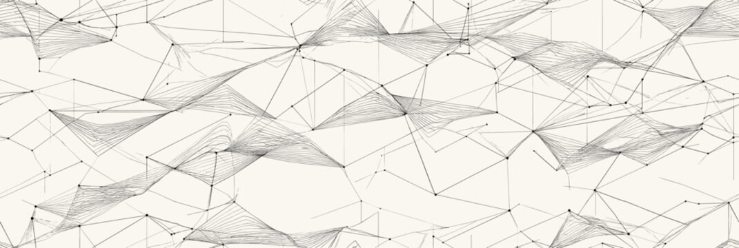 Seamless parametric geometric lines forming abstract pattern. Minimal black lines creating a repeating technical grid background