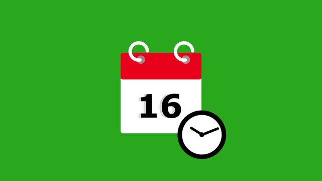 Sixteenth Date Organizer Layout Animation with Time Indicator