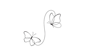Butterfly line drawing vector illustration on white background © Mofassal