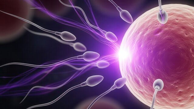 Microscopic insight into fertilization process with sperm and egg cells