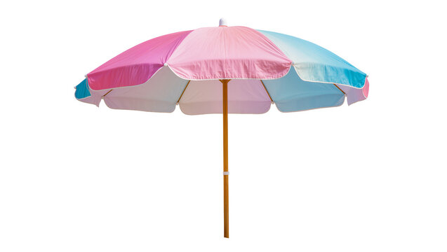 Colorful Tri-Tone Beach Umbrella with Wooden Pole