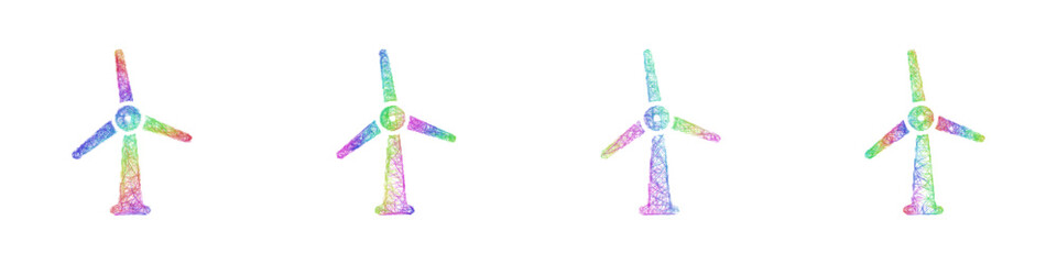 Multicolored sketch wind turbine icon design set © David Zydd