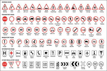 Comprehensive collection of road and traffic warning signs vector icons Vector