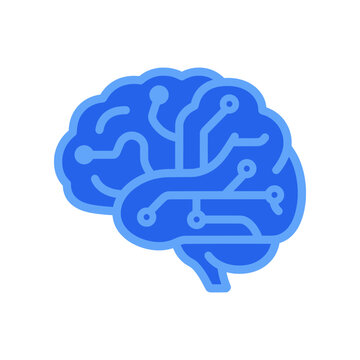 Minimal AI brain icon with simple shape and circuit lines. Clean flat SVG design ideal for artificial intelligence, machine learning, and technology-related graphics.