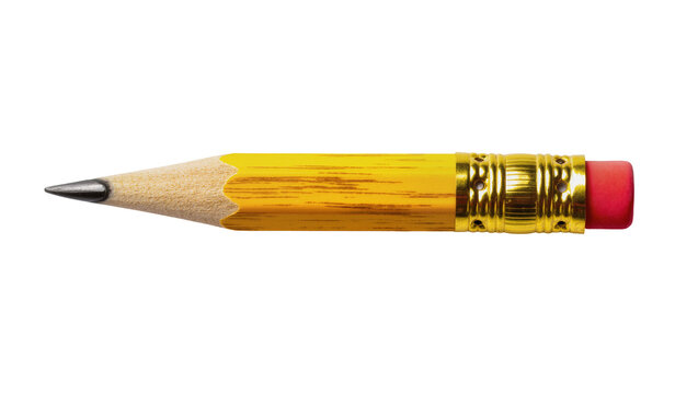 Yellow wooden pencil with pink eraser and graphite tip