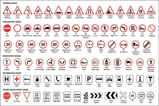 Comprehensive collection of road and traffic warning signs vector icons Vector