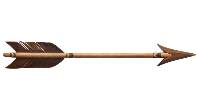 Rustic Wooden Arrow with Feather Fletching and Sharp Point