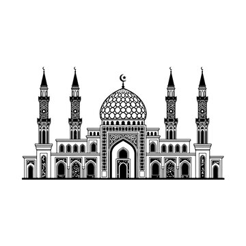Mosque Silhouettes, black and White Vesctor File
