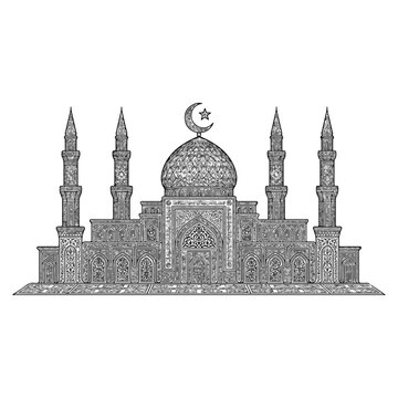 Mosque Silhouetters, Black and White vector Mosque.