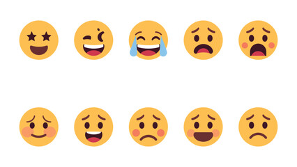 Fototapeta premium Emotional Spectrum: A vibrant collection of emoji icons, each reflecting a distinct emotion, providing a rich tapestry of feelings. Perfect for conveying a wide range of moods.