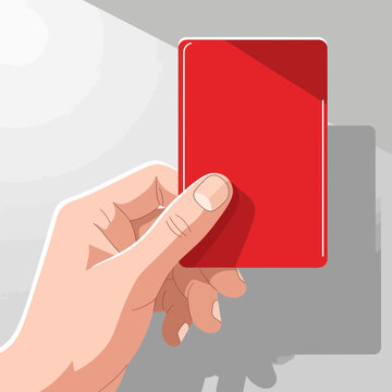 referee hand holding red card in light grey background sports illustration ejection penalty notice symbol