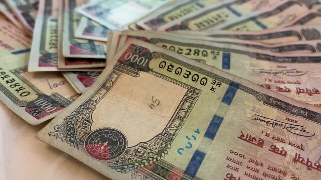 Nepal rupees banknotes cash currency finance background close up