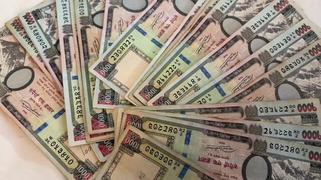 Nepal rupees banknotes cash currency finance background close up