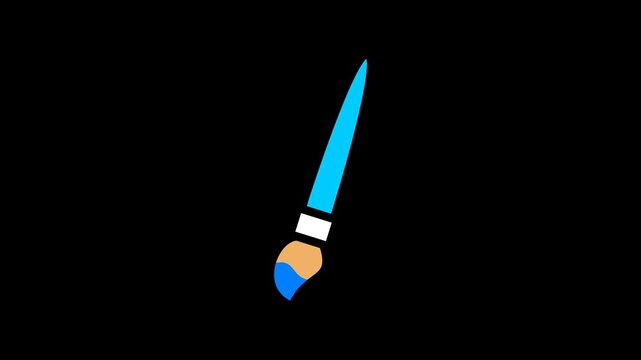 Seamless looping blue paint brush animation swaying back and forth on a transparent alpha channel. Art and editing motion graphic for illustrator, painting, and creative themes