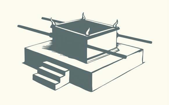 Vector drawing. Big golden altar