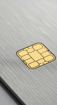 SIM card, golden chip, close-up, telecommunication, mobile