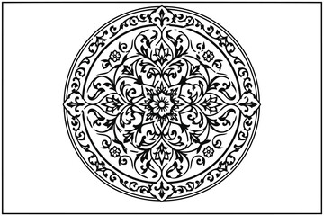 Intricate black and white floral decorative pattern design Vector © belal