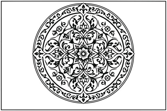 Intricate black and white floral decorative pattern design Vector