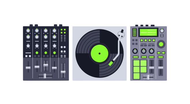 DJ Turntable, Mixer, and Sampler - Music Production Equipment