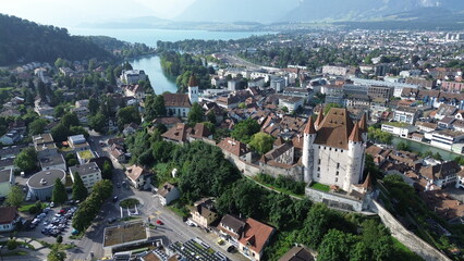 Obraz premium Aerial View of Thun Castle, Thun, Canton of Bern, Switzerland