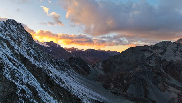 Aerial View of Mountain Landscape from Col de Riedmatten, Valais, Switzerland