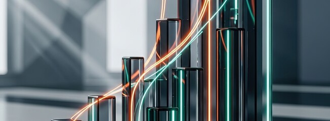 Naklejka premium Visualize the dynamic momentum of financial growth through futuristic digital connectivity.