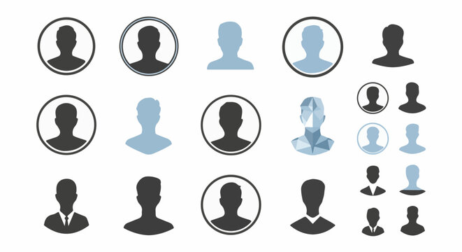 Diverse user profile icons including silhouettes and stylized figures