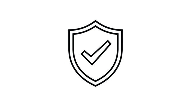 Glossy 3D vector illustration of a shield with a sword, a web button, and a checkmark symbol for a business website design element